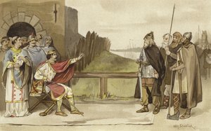 Ontmoeting van Karel de Kale en Roruk de Noorman, Nijmegen, 870 door Willem II Steelink